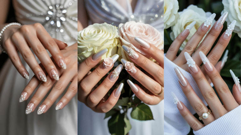 21 Stunning unique high-end pearl wedding nails 