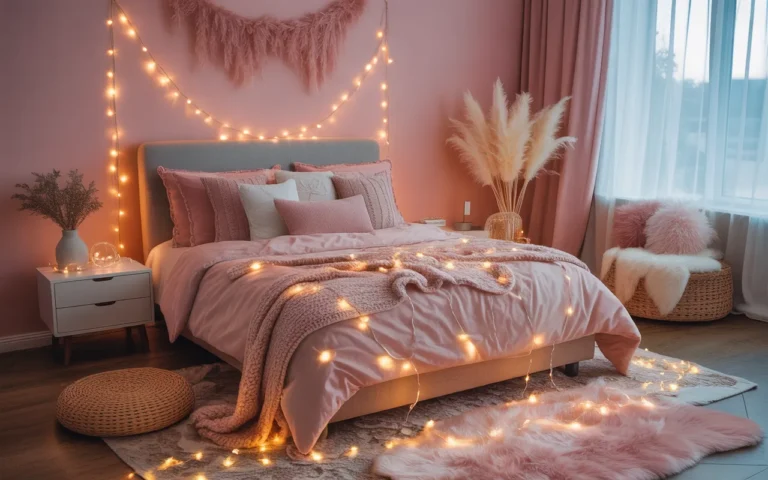 22 Dreamy Pink Fairy Light Bedroom Decor Ideas