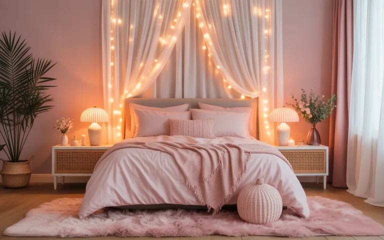 23 Fairy Light Pink Bedroom Decor Ideas for Romantic Room