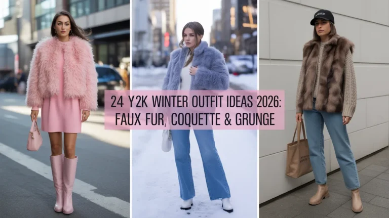 24 Y2K Winter Outfit Ideas 2026: Faux Fur, Pink Coquette & Grunge
