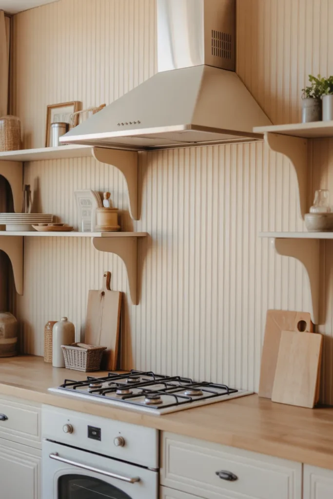 Beadboard Backsplash with Soft Neutral Tones