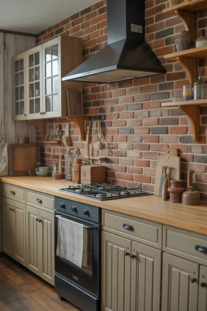 Brick Backsplash for a Cozy Country Kitchen