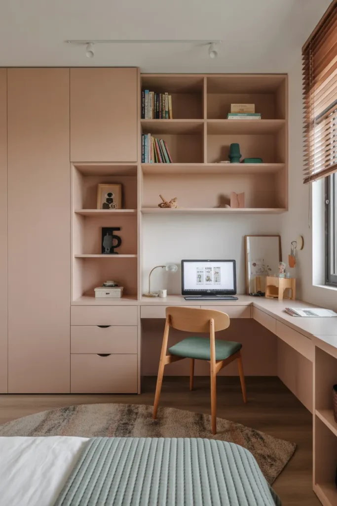 Built-In Wall Desk with Shelves