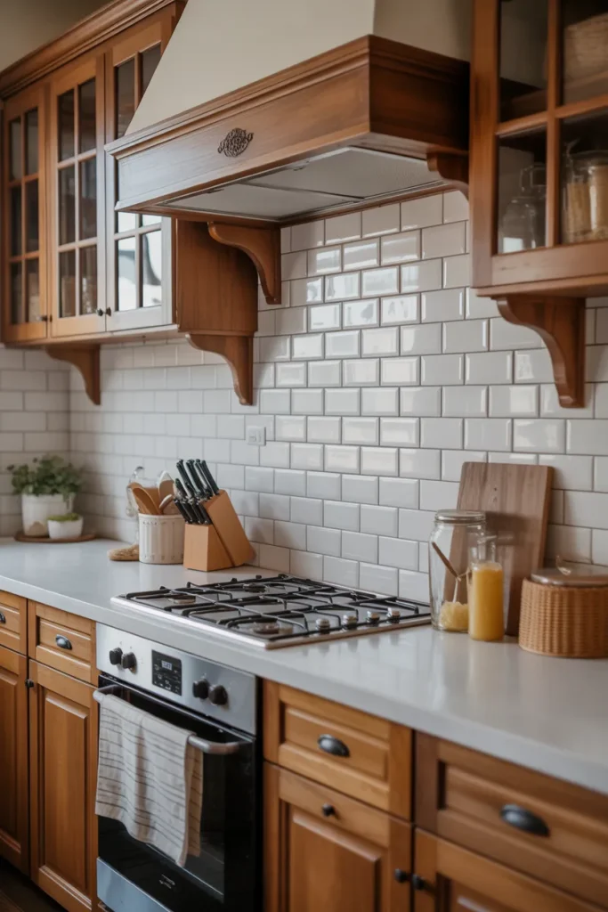 Classic White Subway Tile with Rustic Charm