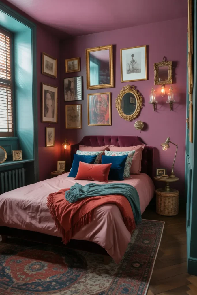 Color-Soaked Walls with Eclectic Decor