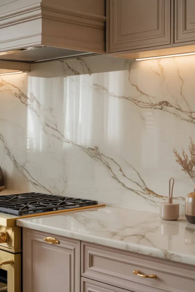 Cream Marble Backsplash with Soft Veining