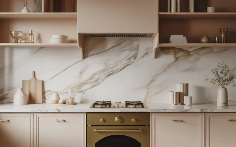 Cream Marble Backsplash with Soft Veining