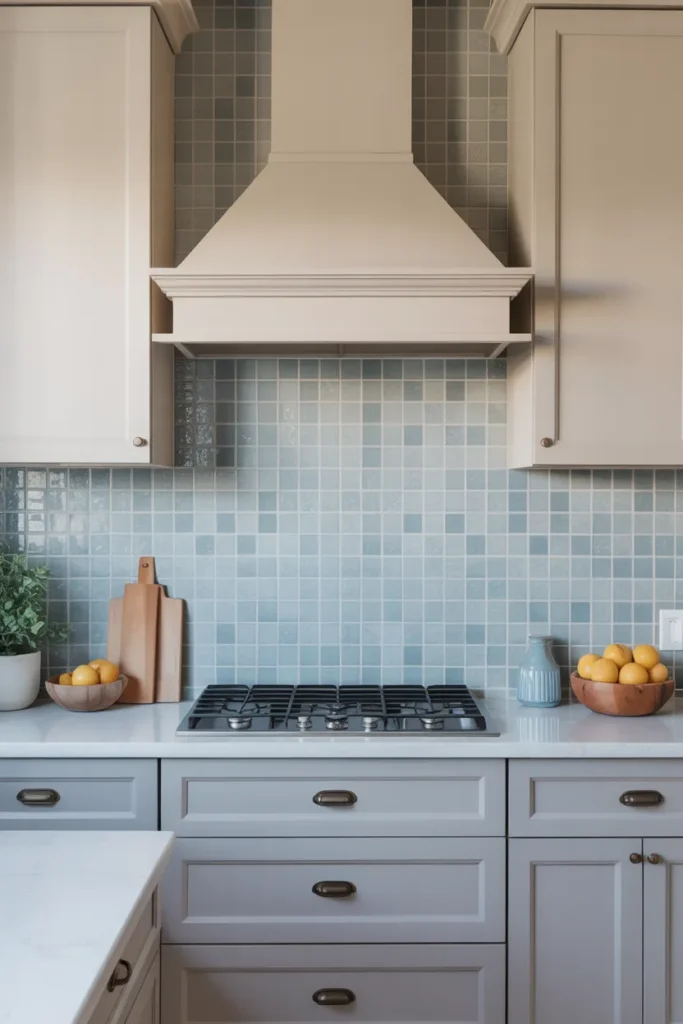 Dusty Blue Backsplash for a Calm Kitchen Vibe