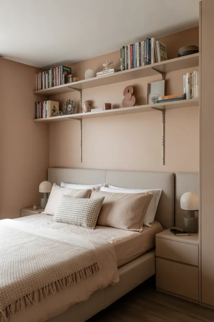 Floating Shelves Above the Bed