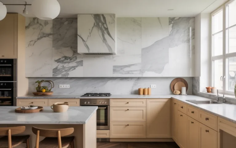 Full-Height Marble Backsplash for Dramatic Impact,