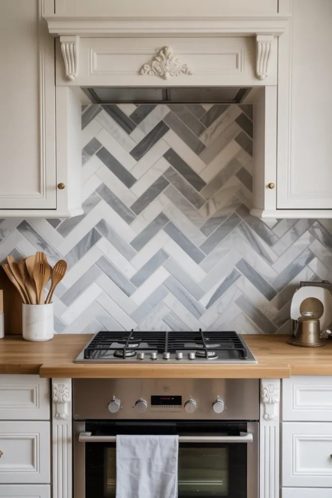 Herringbone Marble Tile for Luxe Texture