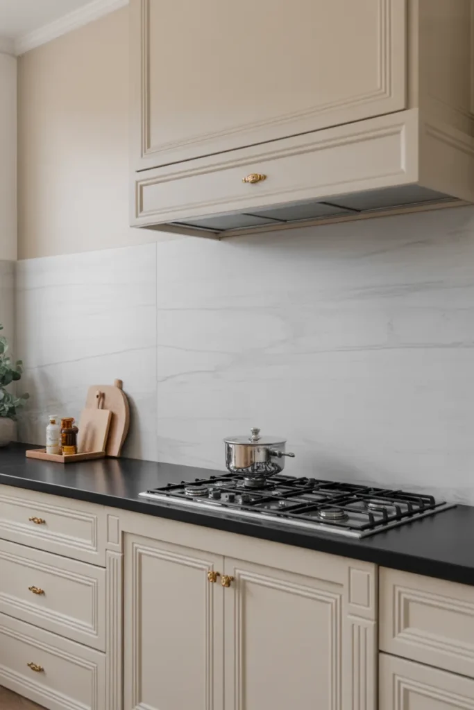 Honed Marble Backsplash for Understated Luxury
