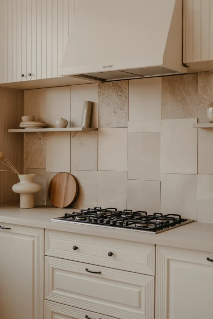 Limestone Backsplash for Natural Warmth