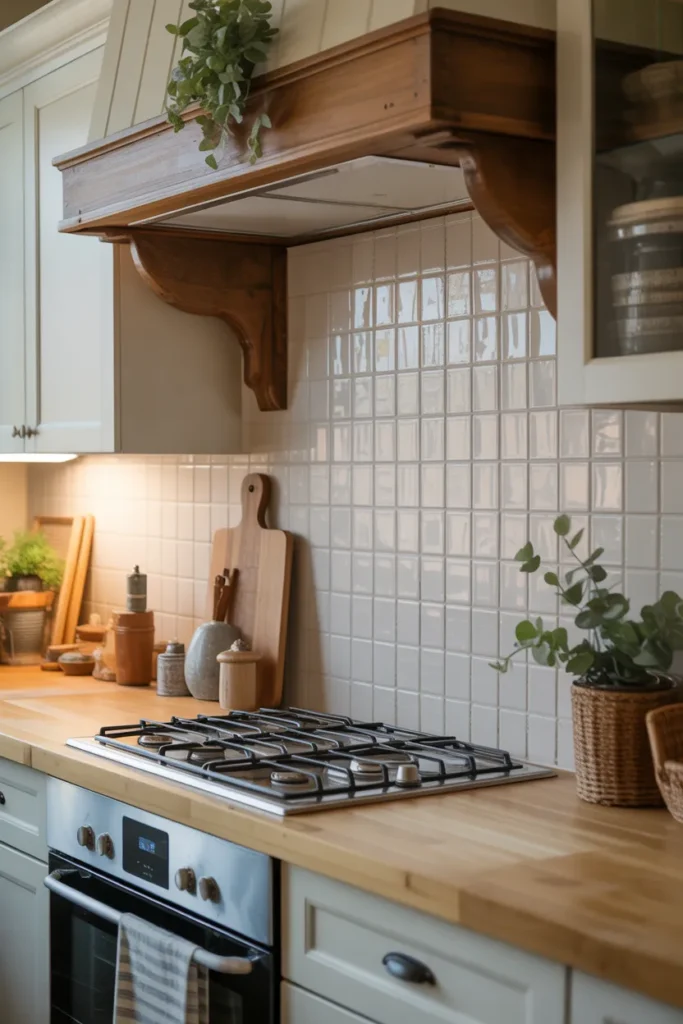 Mixed Material Backsplash for Layered Farmhouse Style
