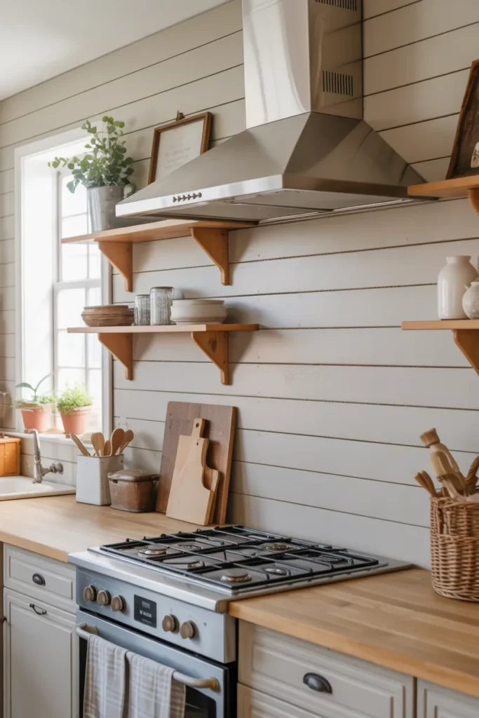 Shiplap Backsplash for a Warm Farmhouse Feel