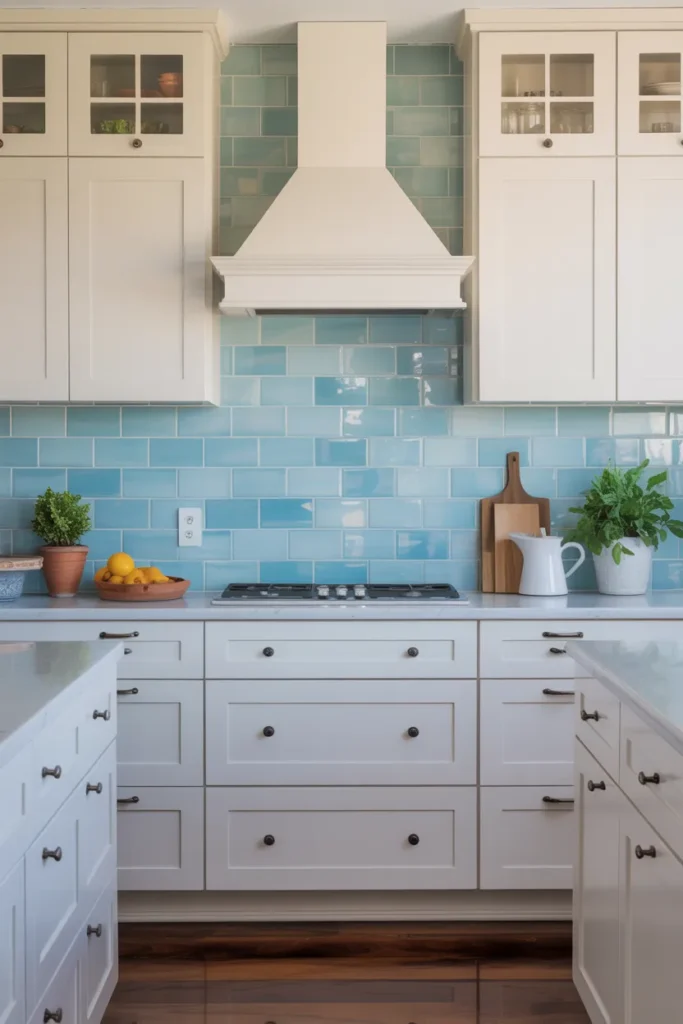 Sky Blue Backsplash for a Bright and Cheerful Kitchen