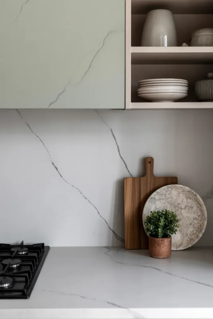 Soft Gray Marble Backsplash for Subtle Luxury
