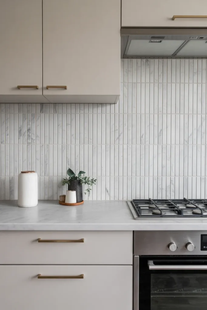 Stacked Marble Tiles for Luxe Vertical Appeal