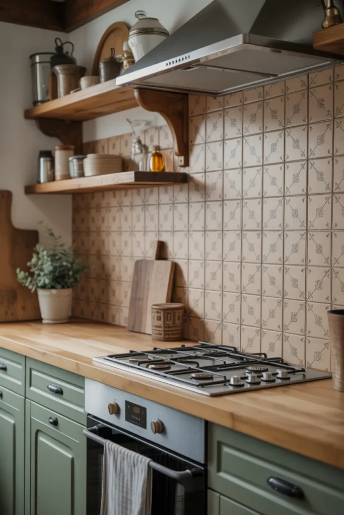 Vintage Tile Backsplash for Timeless Farmhouse Appeal