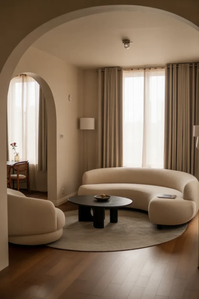 Apartment Living Room with Curved Seating