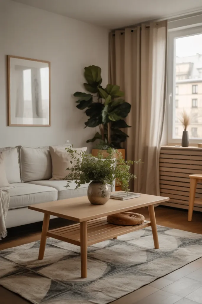 Apartment Living Room with Natural Elements
