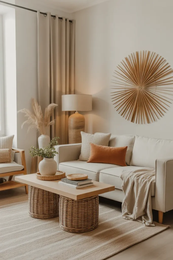 Apartment Living Room with Natural Materials