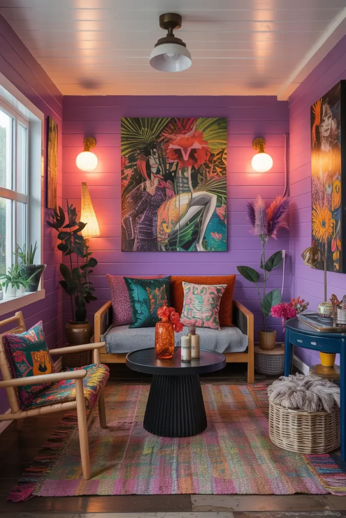 Artistic She Shed Interior with Statement Decor