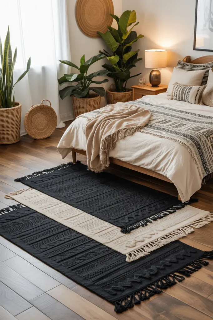 Black Boho Layered Rugs
