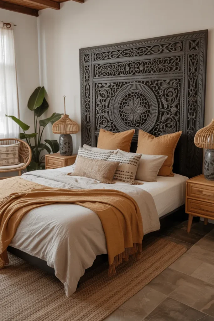 Black Boho Statement Headboard