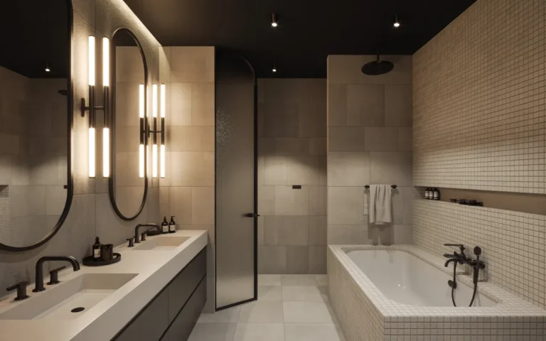 Black Ceiling with Contrasting White Fixtures