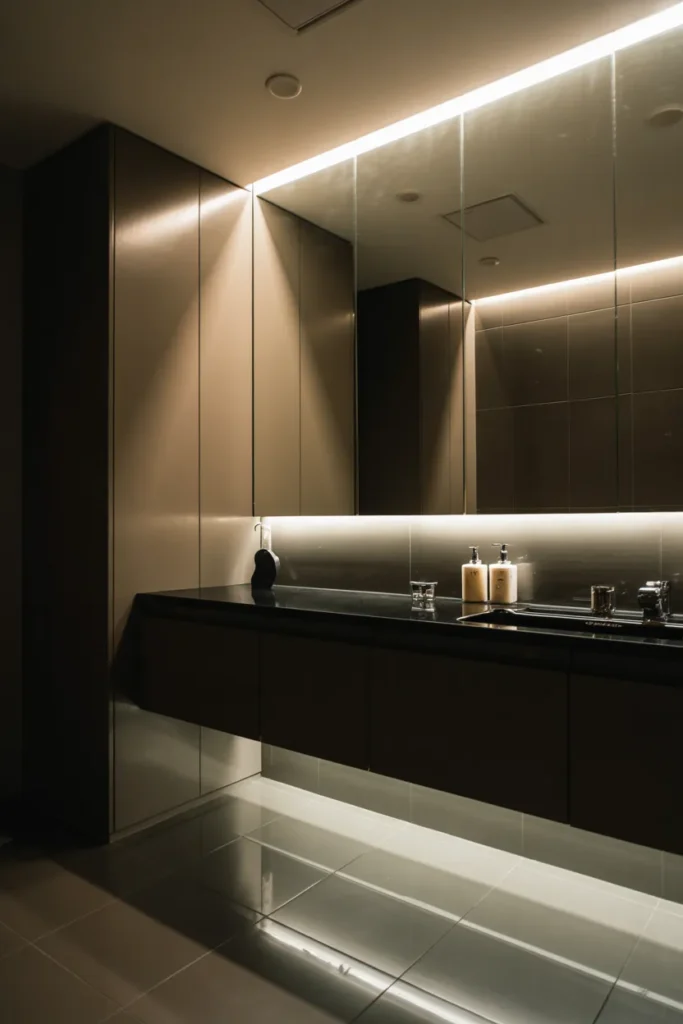 Black Floating Vanity with LED Lighting