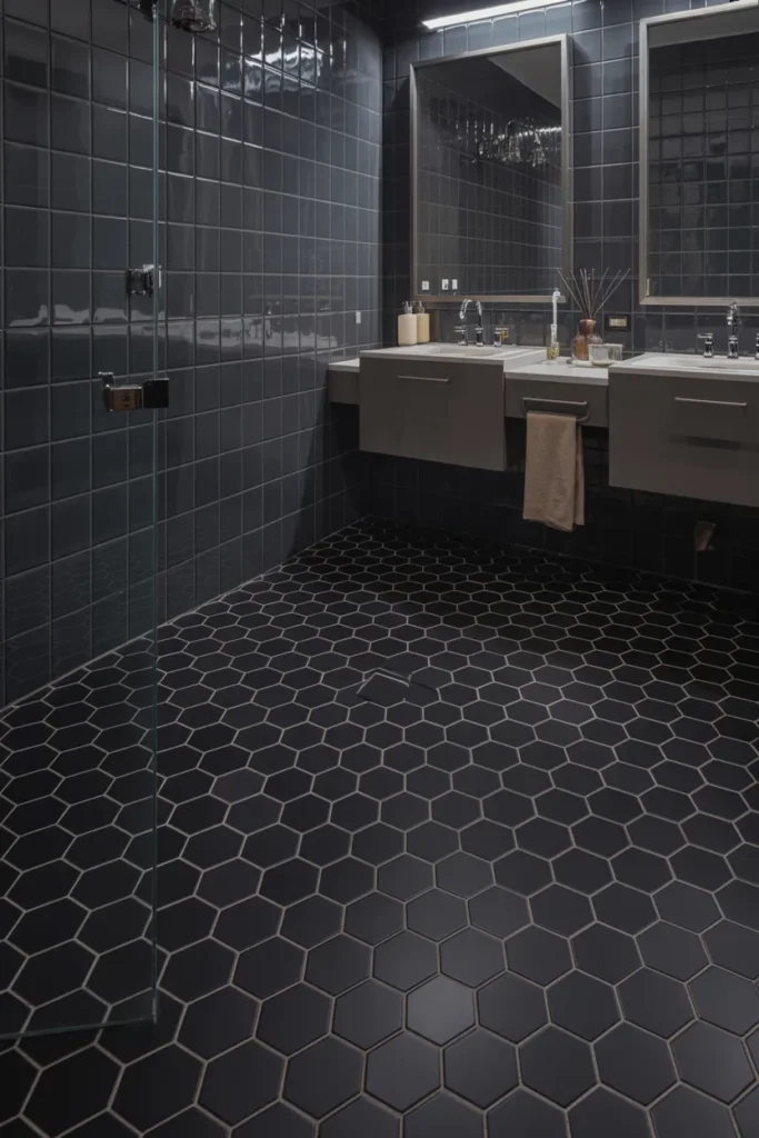 Black Hexagon Tiles for a Modern Statement