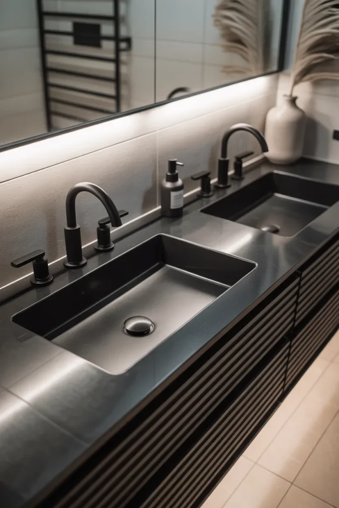 Black Vanity with Integrated Sink
