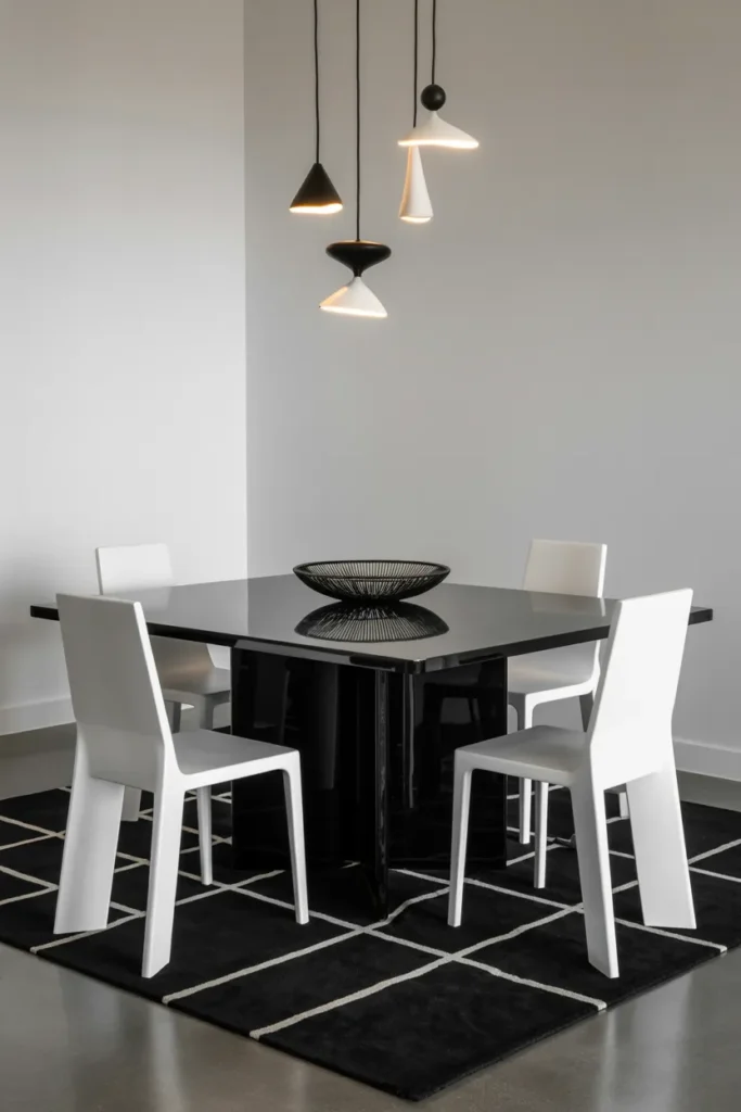 Black and White Modern Dining Room