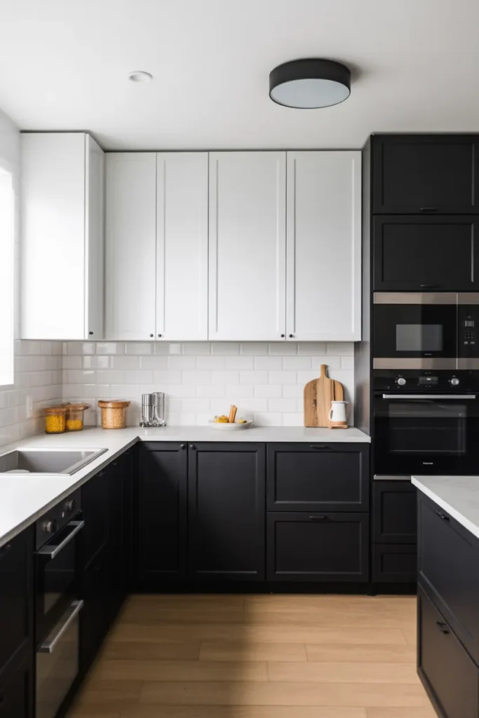 Black and White Two Tone Kitchen Cabinet Design