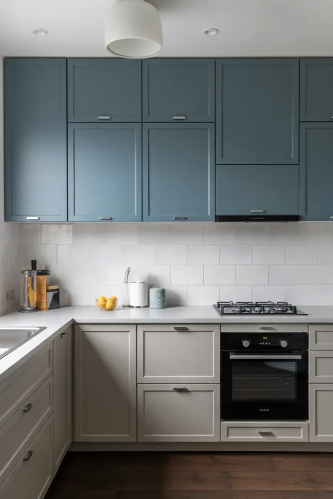 Blue and Gray Two Tone Modern Kitchen