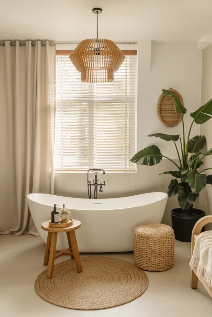 Boho Bathroom with Freestanding Tub
