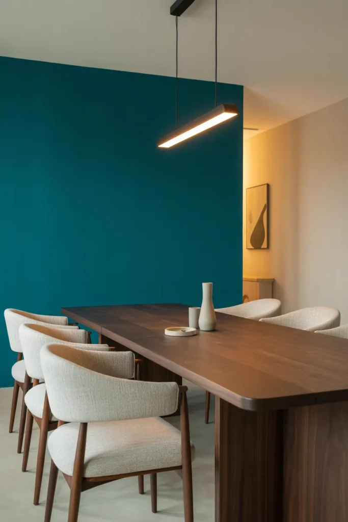 Bold Color Dining Room with Statement Wall