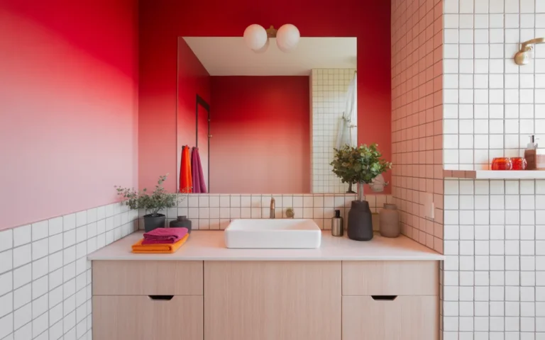 Bold Red and Pink Gradient Wall