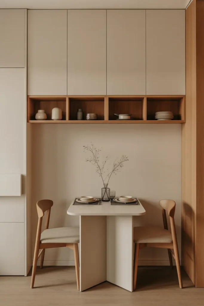 Built-In Wall Cabinets Above the Table