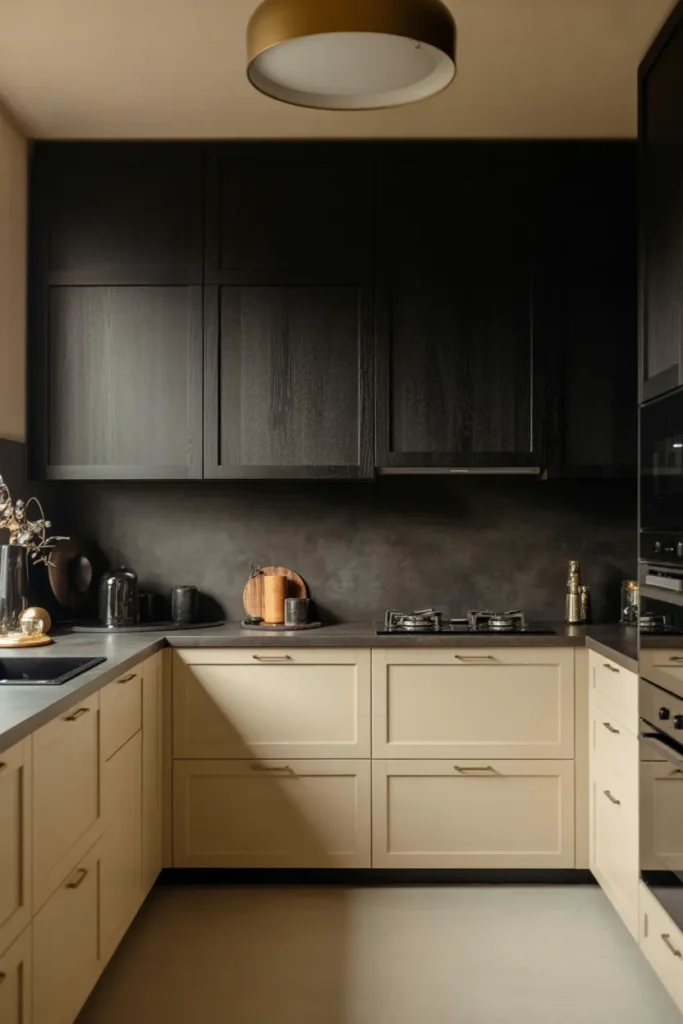 Charcoal and Cream Two Tone Kitchen Cabinets