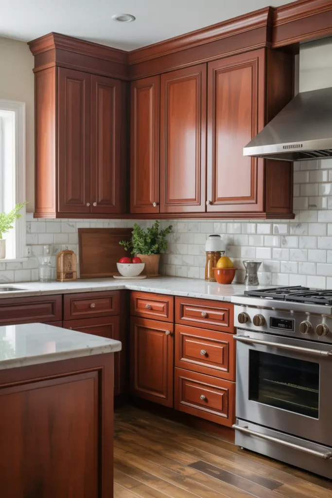 Cherry Cabinets with Contrasting Countertops