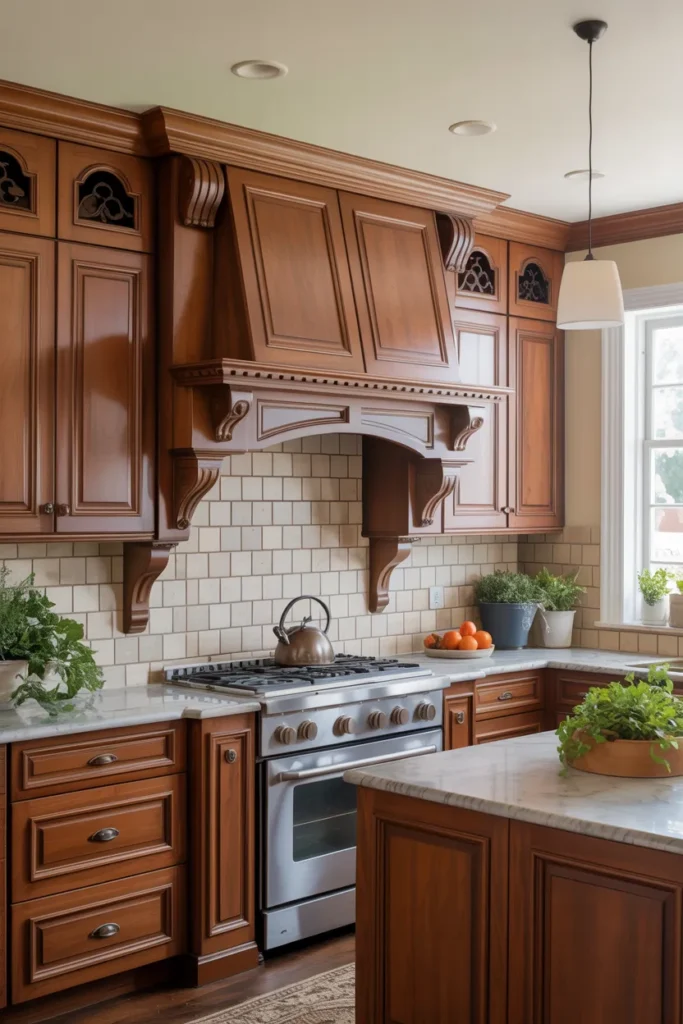 Cherry Cabinets with Decorative Trim