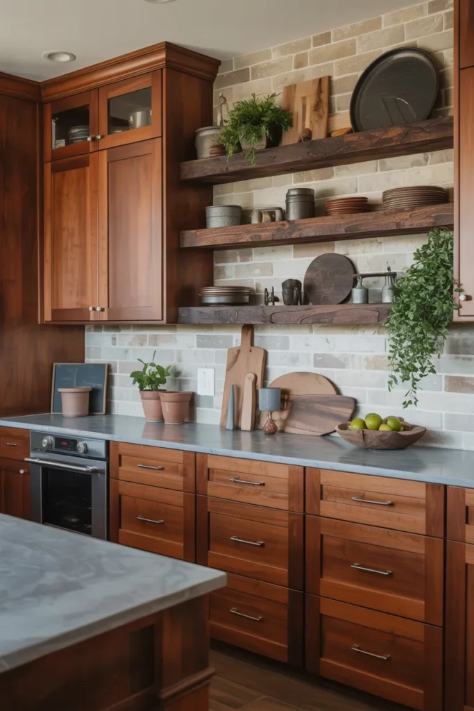 Cherry Cabinets with Layered Textures
