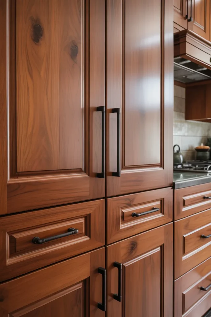 Cherry Cabinets with Metallic Accents