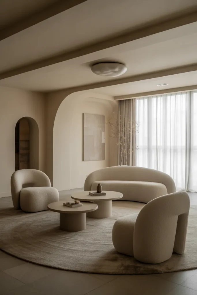 Chic Living Room With Curved Furniture