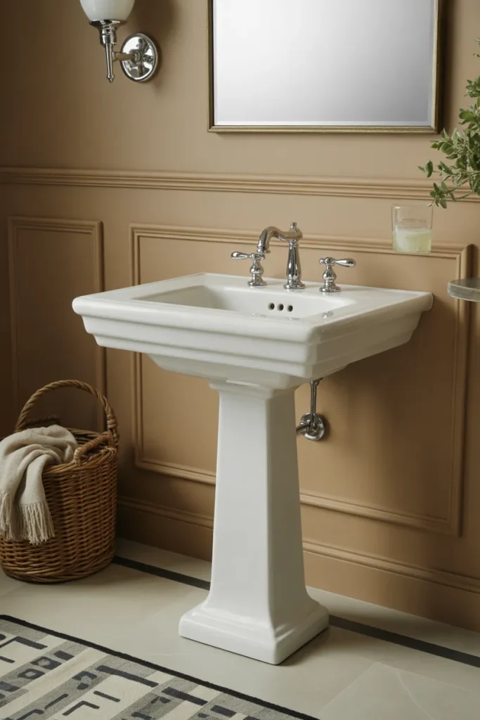 Classic Pedestal Sink with Modern Hardware
