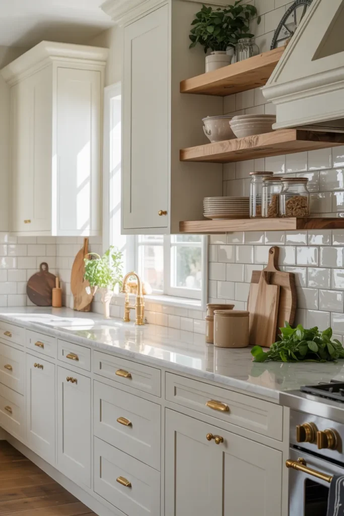 Classic White Kitchen Cabinets with Warm Accents