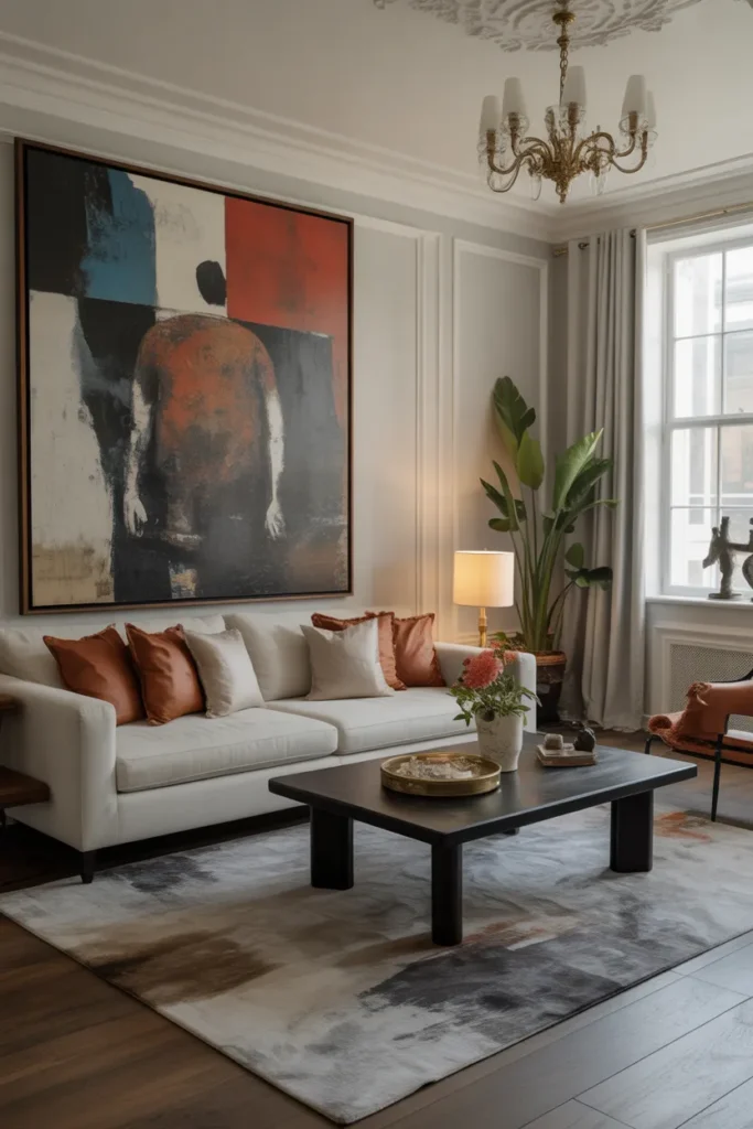 Classy Living Room with Statement Artwork