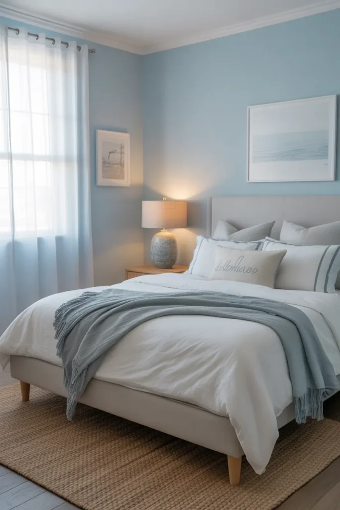 Coastal-Inspired Bedroom With Soft Blues